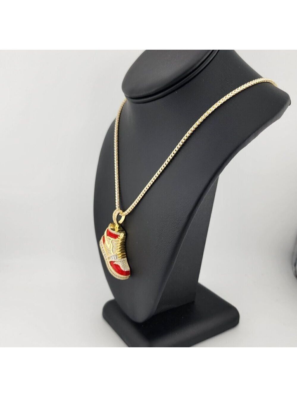 Brand New Sterling Silver 925 Red Cz Sneaker Necklace - Picture 5 of 12